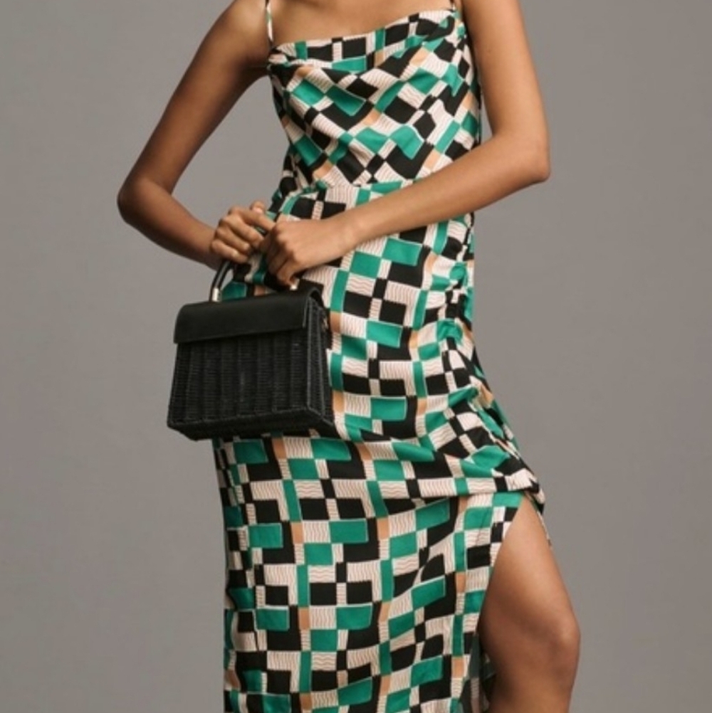NWT - Anthropologie Asymmetrical Dress in Teal and Black - Picture 10 of 11
